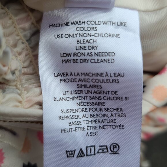 Anthropologie MAEVE Bow-Tie One Shoulder Top Sz 8 Cream Pink Black Boho Zip NWT - Picture 9 of 11